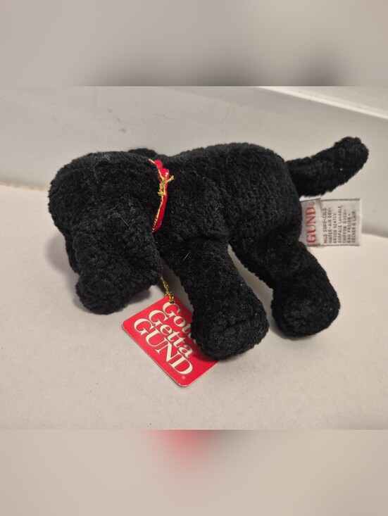 Gund Other - Gund Rare Little Puddles Black Lab Puppy Dog 5" #1479 Red Collar Plush NWT